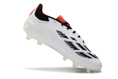 Unisex Adidas Predator 24 Elite FG Firm Ground Low-Tops Football Boots - White/Black/Red