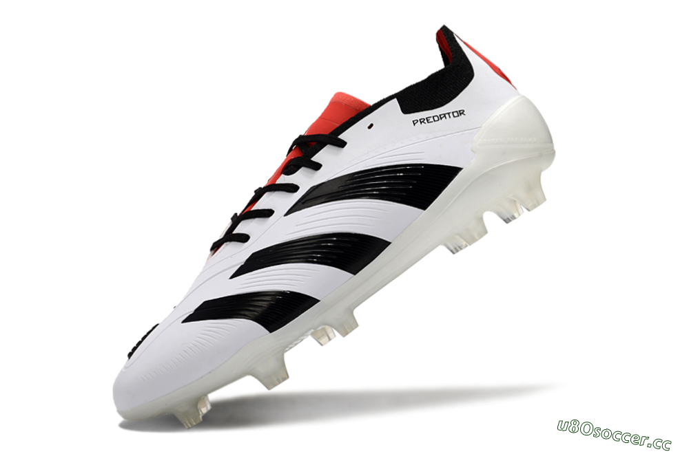 Unisex Adidas Predator 24 Elite FG Firm Ground Low-Tops Football Boots - White/Black/Red 5