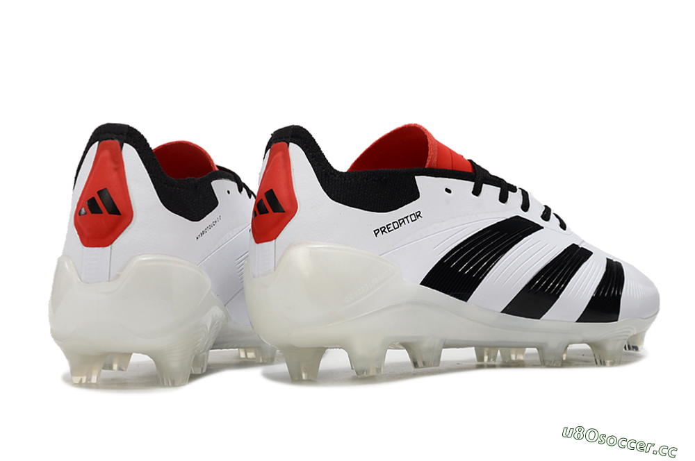 Unisex Adidas Predator 24 Elite FG Firm Ground Low-Tops Football Boots - White/Black/Red 6