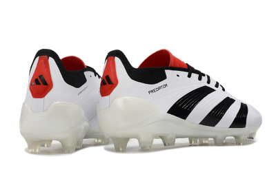 Unisex Adidas Predator 24 Elite FG Firm Ground Low-Tops Football Boots - White/Black/Red
