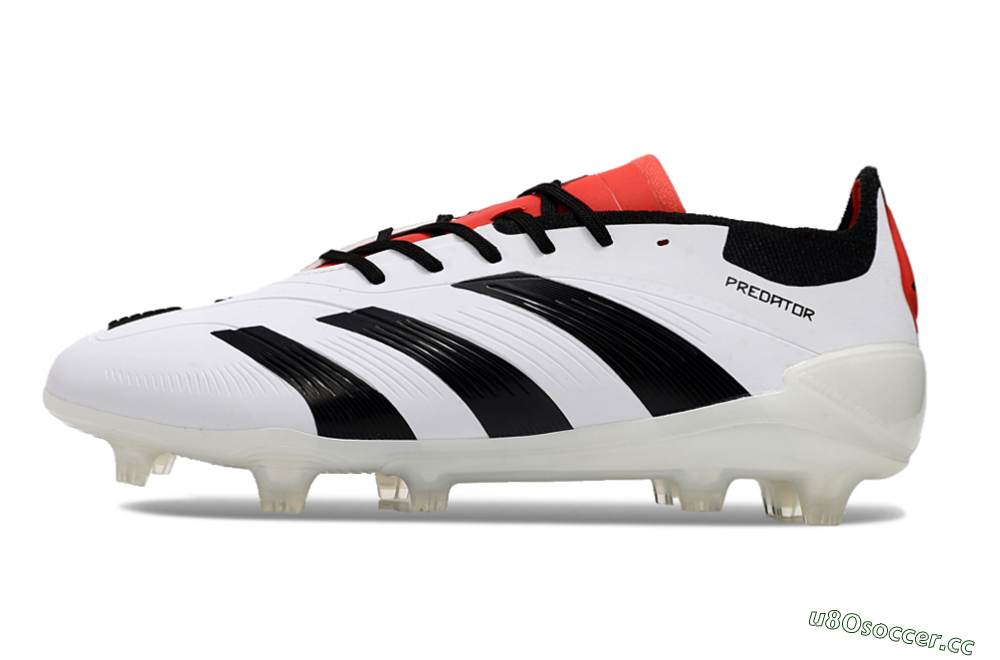 Unisex Adidas Predator 24 Elite FG Firm Ground Low-Tops Football Boots - White/Black/Red 0