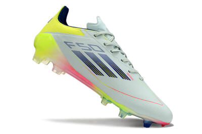Men's Adidas F50 Elite FG Firm Ground Low-Tops Football Boots - Blue/Pink/Yellow