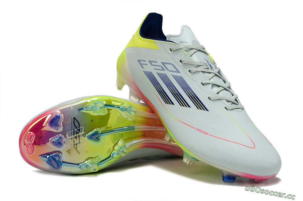 Men's Adidas F50 Elite FG Firm Ground Low-Tops Football Boots - Blue/Pink/Yellow 3