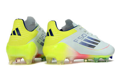Men's Adidas F50 Elite FG Firm Ground Low-Tops Football Boots - Blue/Pink/Yellow
