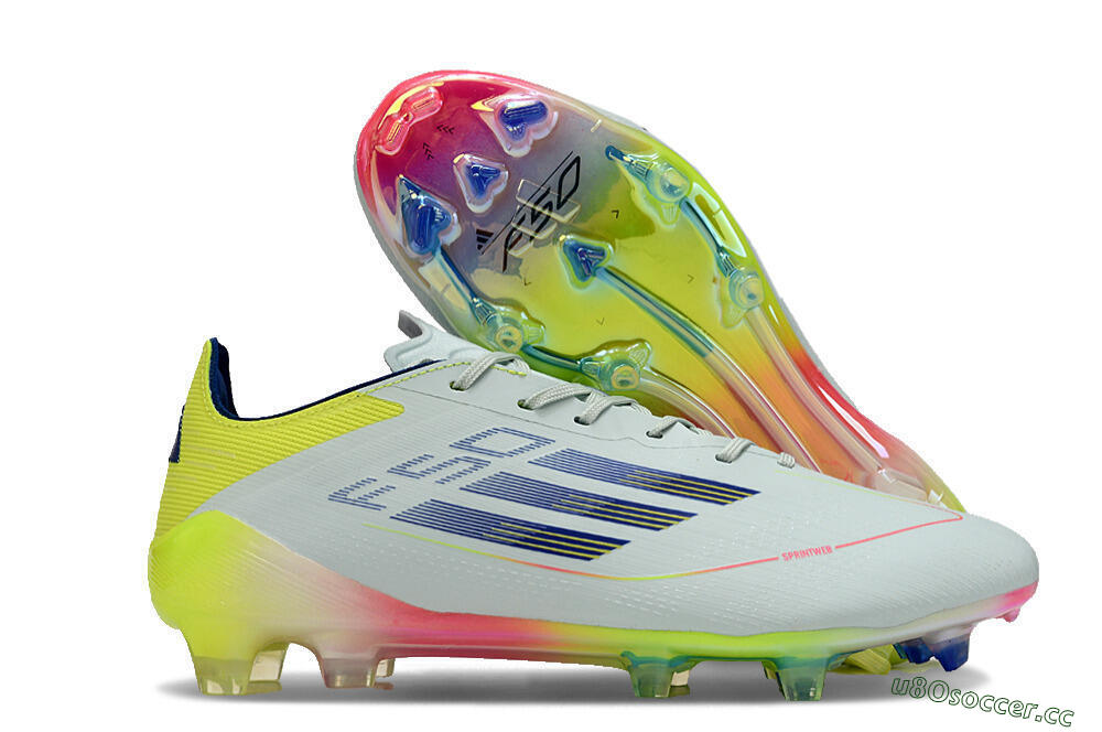 Men's Adidas F50 Elite FG Firm Ground Low-Tops Football Boots - Blue/Pink/Yellow 2