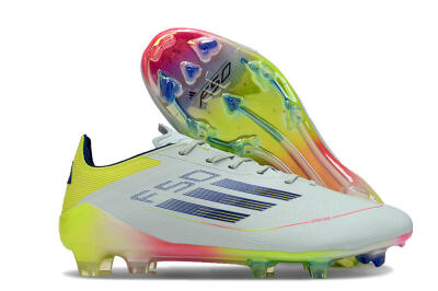 Men's Adidas F50 Elite FG Firm Ground Low-Tops Football Boots - Blue/Pink/Yellow