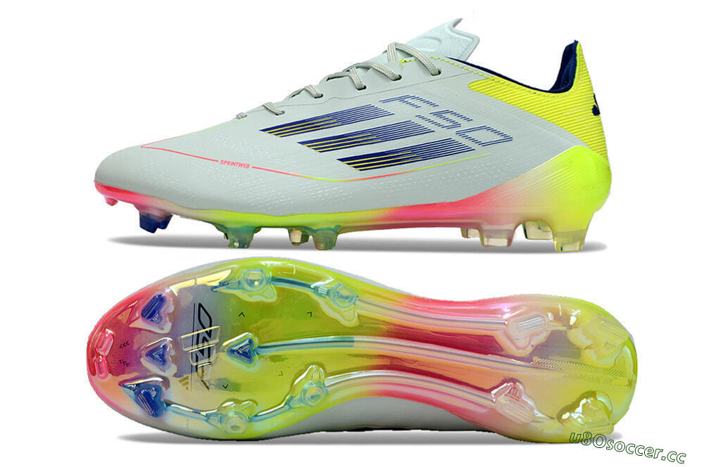 Men's Adidas F50 Elite FG Firm Ground Low-Tops Football Boots - Blue/Pink/Yellow 1