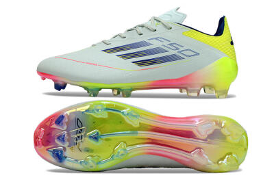 Men's Adidas F50 Elite FG Firm Ground Low-Tops Football Boots - Blue/Pink/Yellow