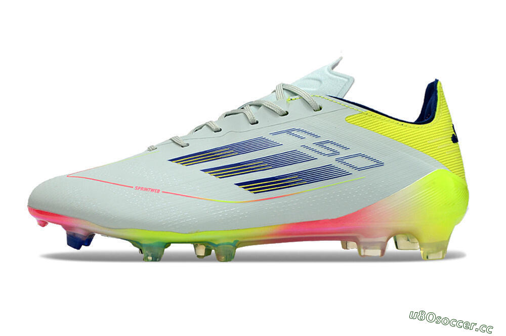 Men's Adidas F50 Elite FG Firm Ground Low-Tops Football Boots - Blue/Pink/Yellow 0
