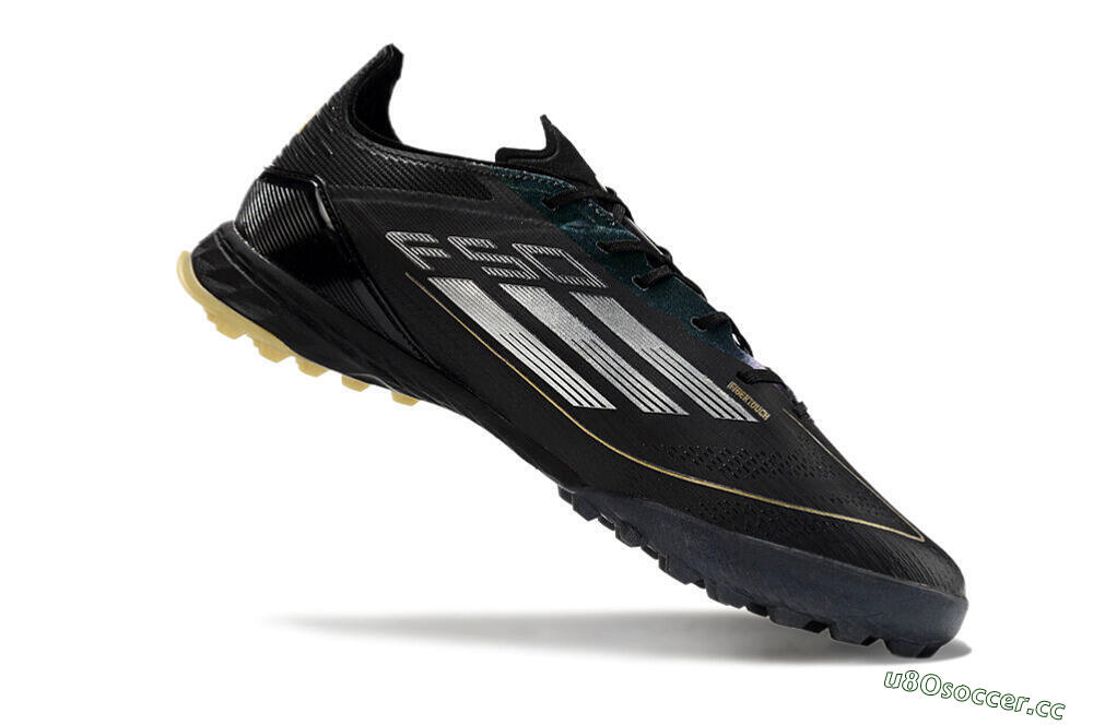 Men's Adidas F50 Elite TF Artificial Turf Low-Tops Football Shoes - Black/Yellow/White 4