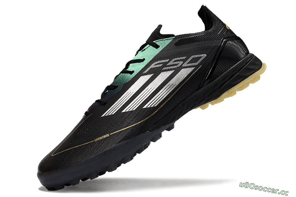 Men's Adidas F50 Elite TF Artificial Turf Low-Tops Football Shoes - Black/Yellow/White 5