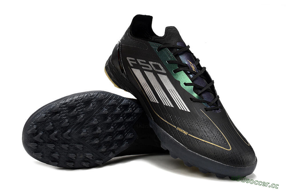 Men's Adidas F50 Elite TF Artificial Turf Low-Tops Football Shoes - Black/Yellow/White 3