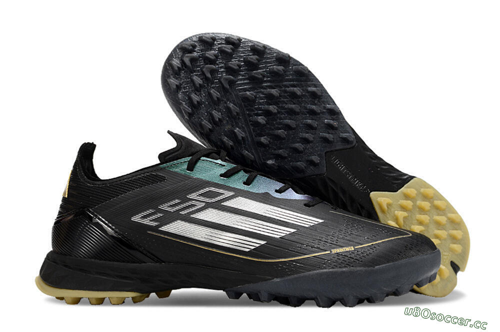 Men's Adidas F50 Elite TF Artificial Turf Low-Tops Football Shoes - Black/Yellow/White 2