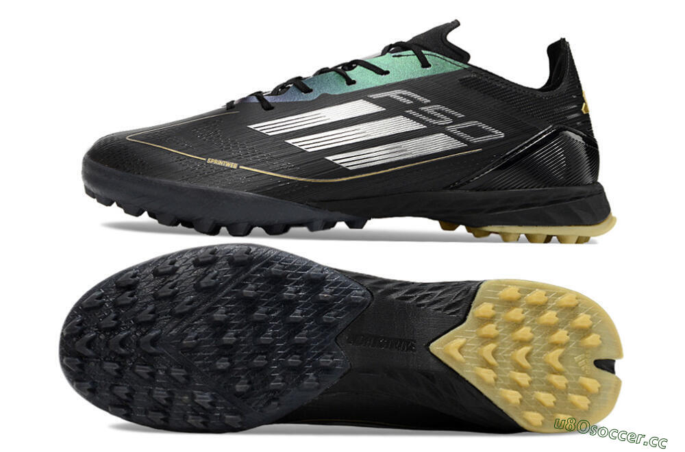 Men's Adidas F50 Elite TF Artificial Turf Low-Tops Football Shoes - Black/Yellow/White 1