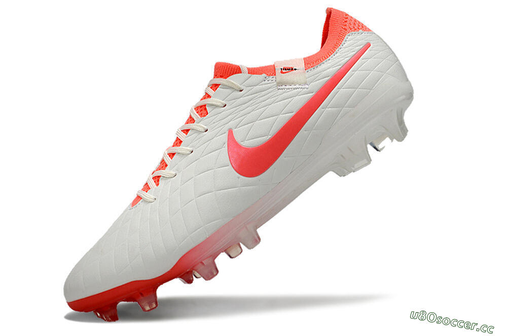 Men's Nike Tiempo Legend 10 Elite FG Firm Ground Low-Tops Football Boots - White/Red 5