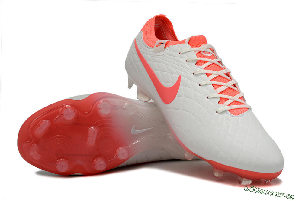 Men's Nike Tiempo Legend 10 Elite FG Firm Ground Low-Tops Football Boots - White/Red 3