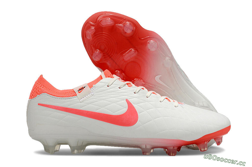 Men's Nike Tiempo Legend 10 Elite FG Firm Ground Low-Tops Football Boots - White/Red 2