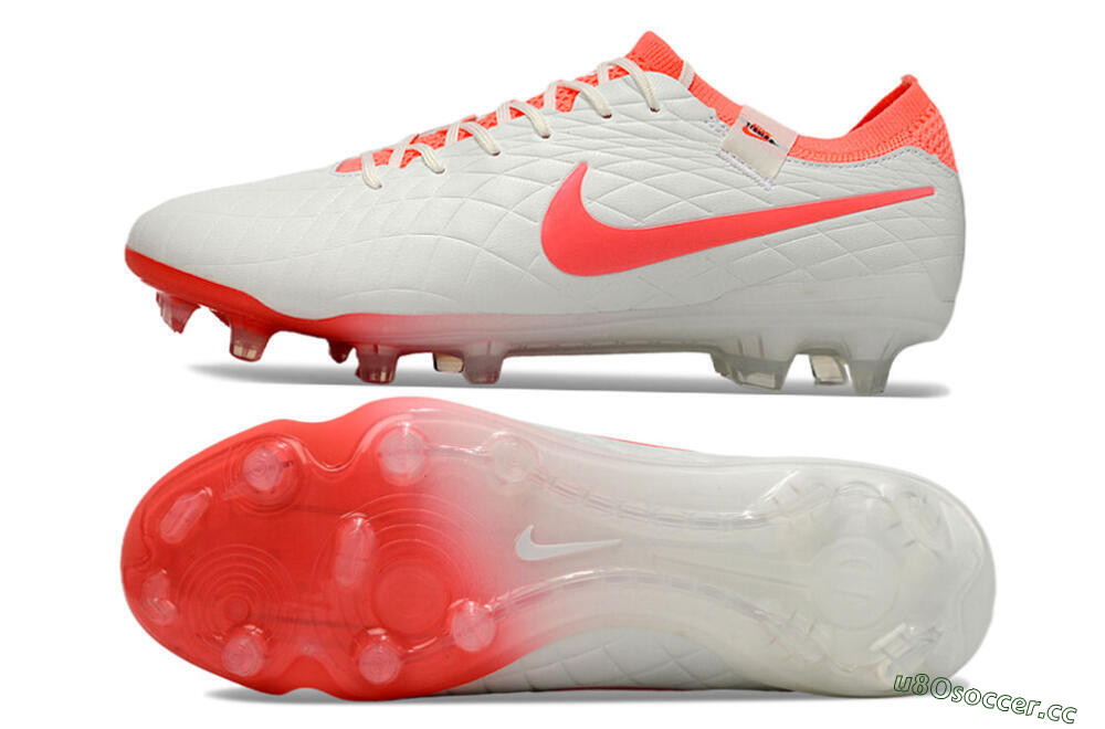 Men's Nike Tiempo Legend 10 Elite FG Firm Ground Low-Tops Football Boots - White/Red 1