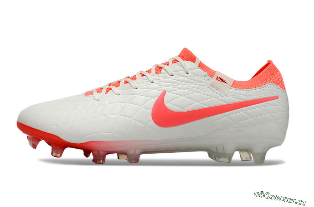 Men's Nike Tiempo Legend 10 Elite FG Firm Ground Low-Tops Football Boots - White/Red 0