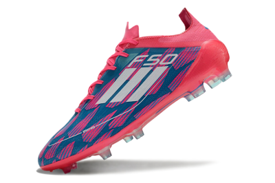 Men's Adidas F50 Elite FG Firm Ground Low-Tops Football Boots - Pink/Blue/White