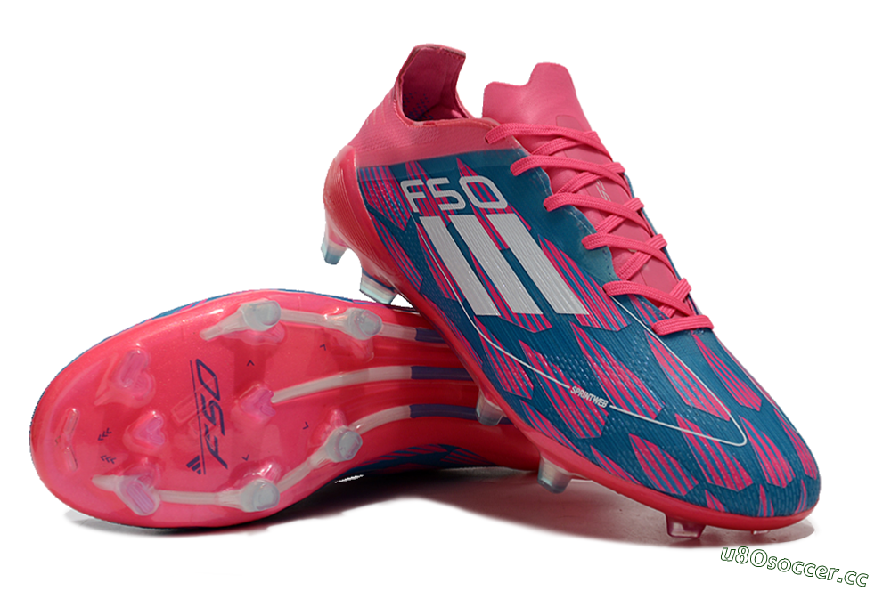 Men's Adidas F50 Elite FG Firm Ground Low-Tops Football Boots - Pink/Blue/White 3