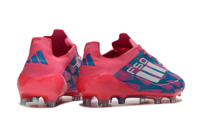 Men's Adidas F50 Elite FG Firm Ground Low-Tops Football Boots - Pink/Blue/White