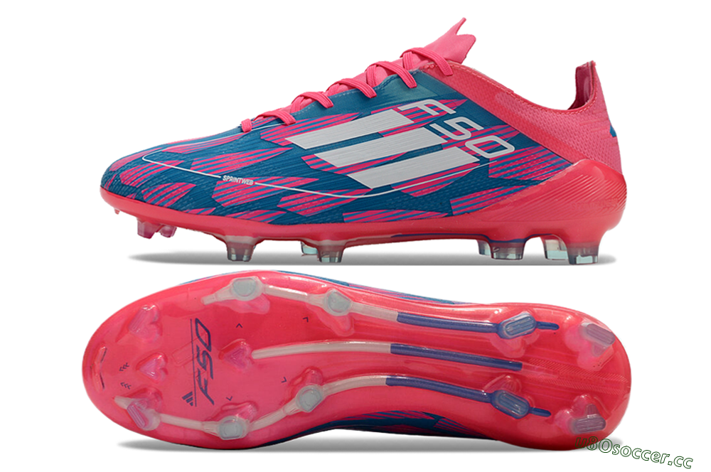 Men's Adidas F50 Elite FG Firm Ground Low-Tops Football Boots - Pink/Blue/White 1