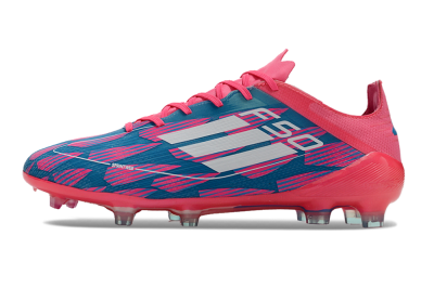 Men's Adidas F50 Elite FG Firm Ground Low-Tops Football Boots - Pink/Blue/White