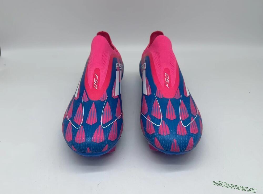Men's Adidas F50 Elite Laceless FG Firm Ground Low-Tops Football Boots - Blue/Pink/White