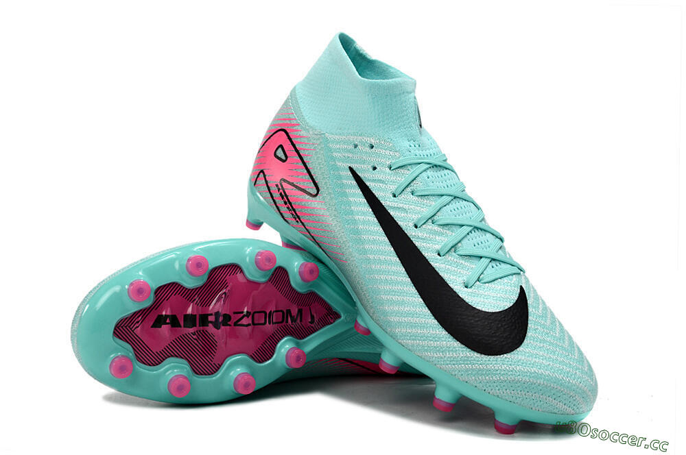 Unisex Nike Air Zoom Mercurial Superfly 10 Elite AG Artificial Grass High-Tops Football Boots - Green/Pink/Black 3