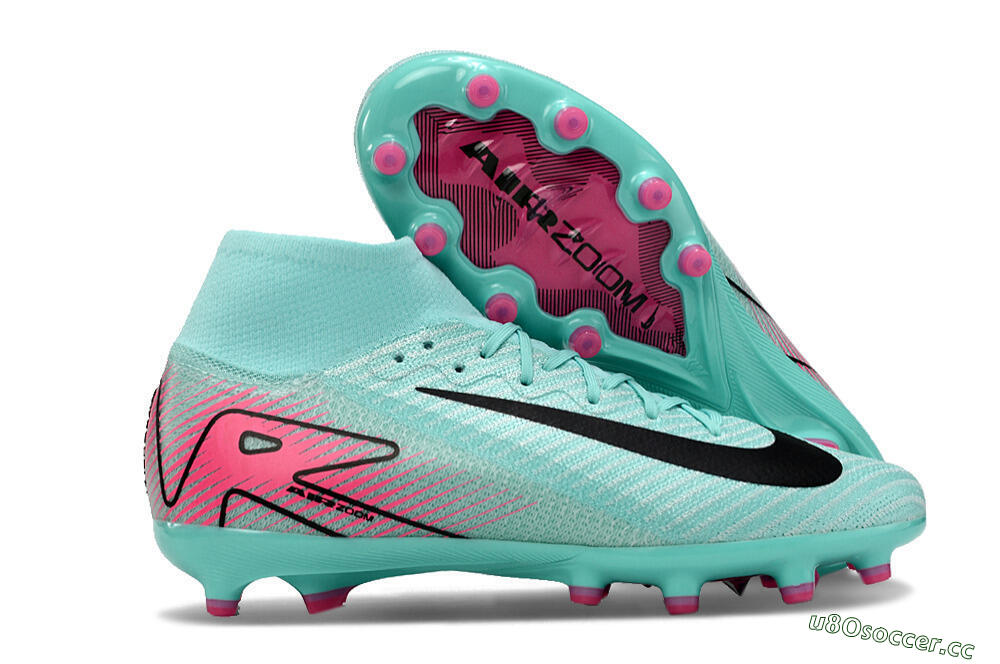 Unisex Nike Air Zoom Mercurial Superfly 10 Elite AG Artificial Grass High-Tops Football Boots - Green/Pink/Black 2