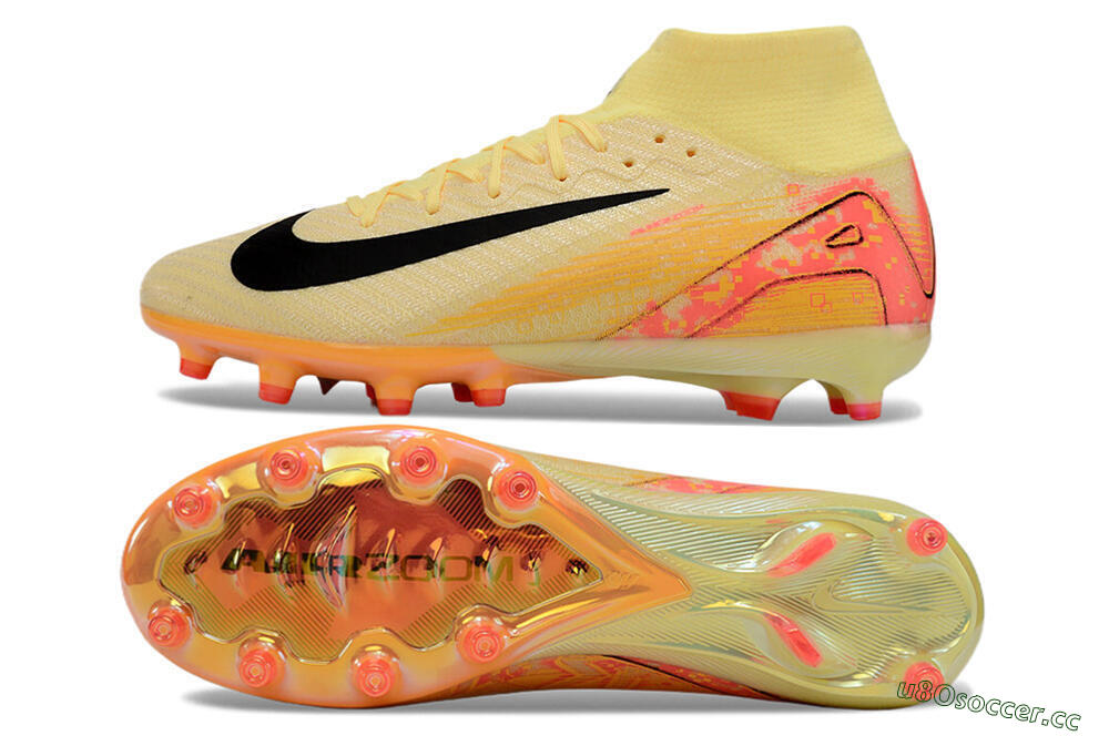 Unisex Nike Air Zoom Mercurial Superfly 10 Elite AG Artificial Grass High-Tops Football Boots - Yellow/Pink/Black 1