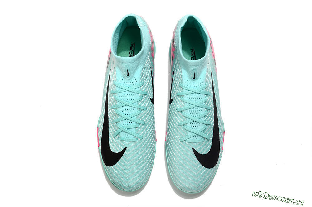 Unisex Nike Air Zoom Mercurial Superfly 10 Elite TF Artificial Turf High-Tops Football Shoes - Green/Pink/Black 5