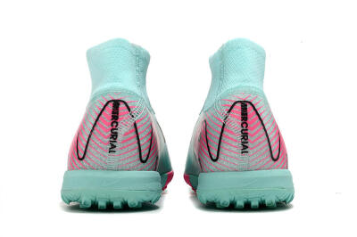 Unisex Nike Air Zoom Mercurial Superfly 10 Elite TF Artificial Turf High-Tops Football Shoes - Green/Pink/Black