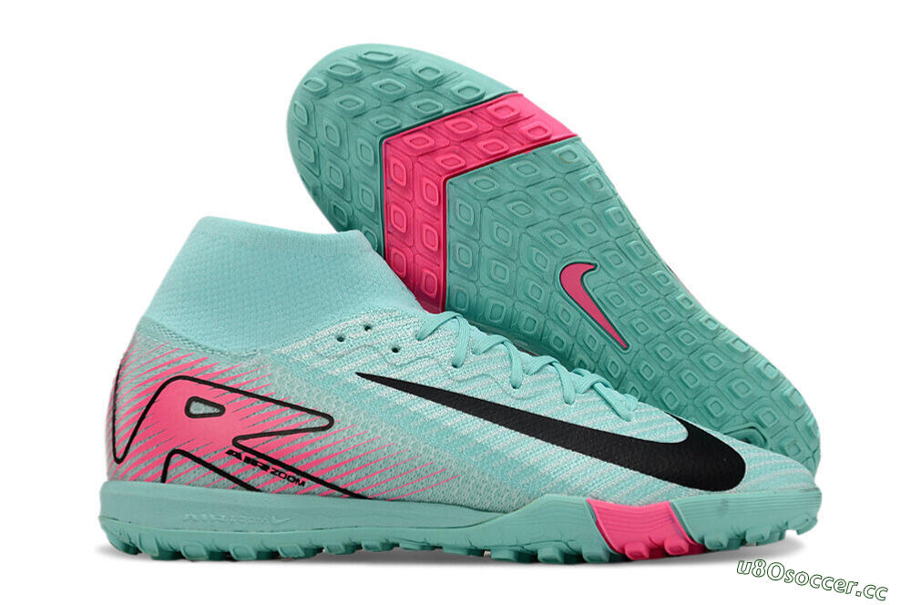 Unisex Nike Air Zoom Mercurial Superfly 10 Elite TF Artificial Turf High-Tops Football Shoes - Green/Pink/Black 2