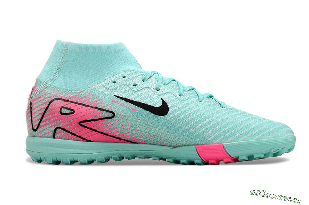 Unisex Nike Air Zoom Mercurial Superfly 10 Elite TF Artificial Turf High-Tops Football Shoes - Green/Pink/Black 4