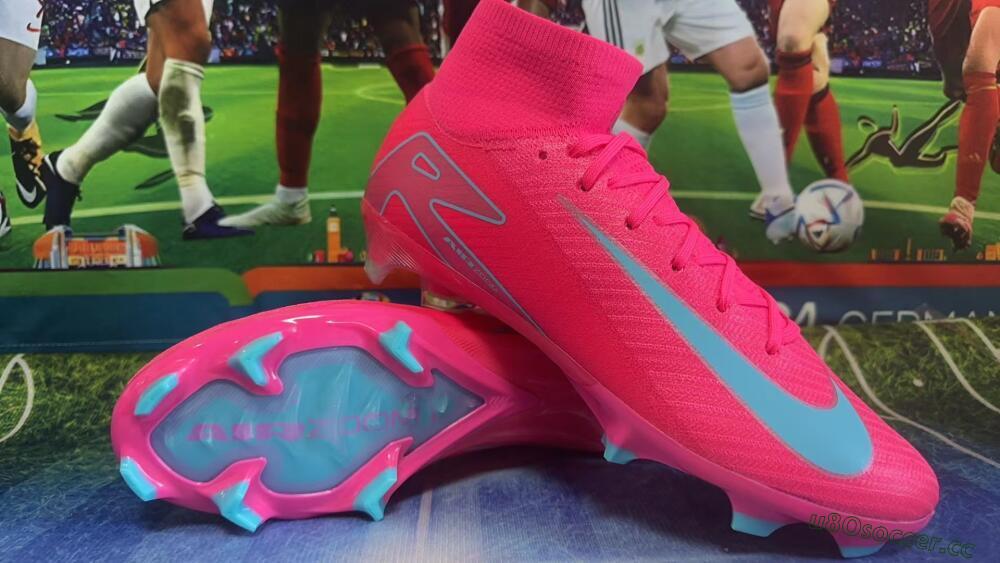 Men's Nike Air Zoom Mercurial Superfly 16 Elite FG Firm Ground High-Tops Football Boots - Pink/Mint