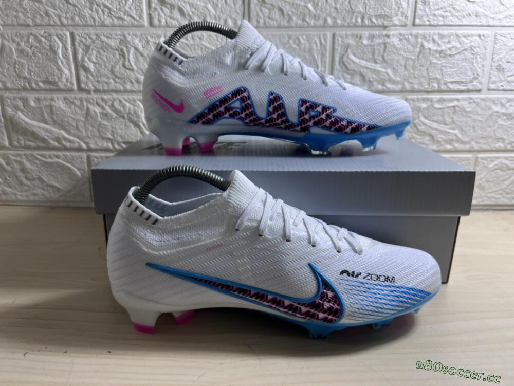 Men's Nike Air Zoom Mercurial Vapor 15 Elite FG Firm Ground Low-Tops Football Boots - White/Blue/Pink