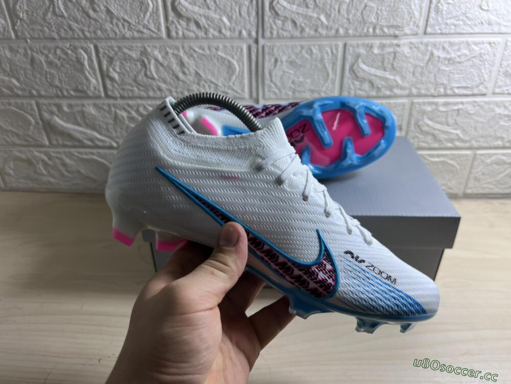 Men's Nike Air Zoom Mercurial Vapor 15 Elite FG Firm Ground Low-Tops Football Boots - White/Blue/Pink