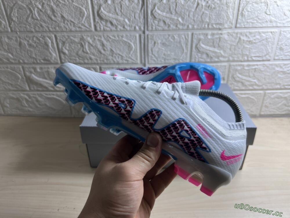 Men's Nike Air Zoom Mercurial Vapor 15 Elite FG Firm Ground Low-Tops Football Boots - White/Blue/Pink