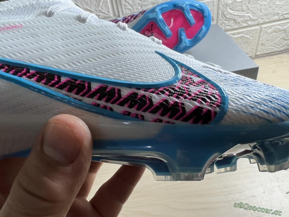 Men's Nike Air Zoom Mercurial Vapor 15 Elite FG Firm Ground Low-Tops Football Boots - White/Blue/Pink