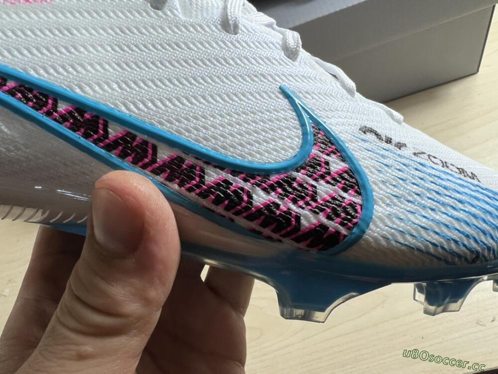 Men's Nike Air Zoom Mercurial Superfly 9 Elite FG Firm Ground High-Tops Football Boots - White/Blue/Pink