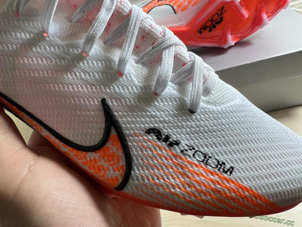 Men's Nike Air Zoom Mercurial Superfly 9 Elite FG Firm Ground High-Tops Football Boots - White/Orange/Black