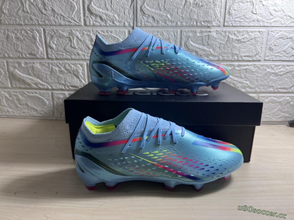 Men's Adidas X Speedportal.1 FG Firm Ground Low-Tops Football Boots - Blue/Pink