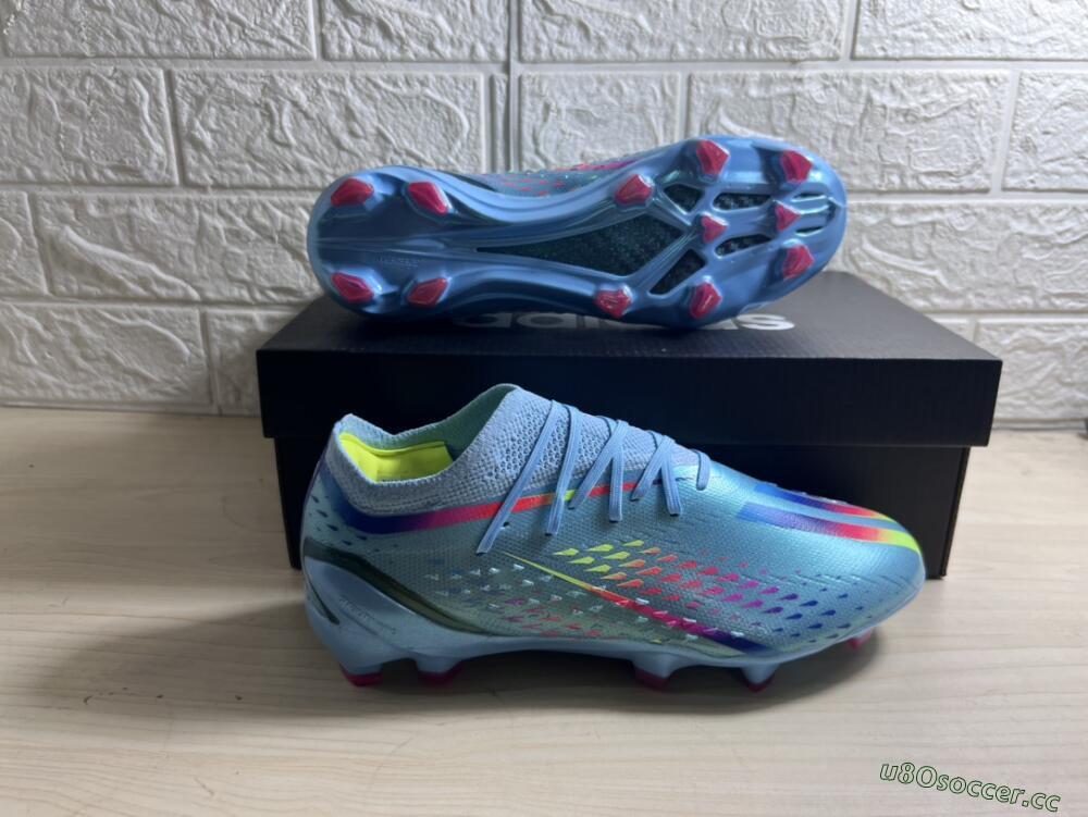 Men's Adidas X Speedportal.1 FG Firm Ground Low-Tops Football Boots - Blue/Pink