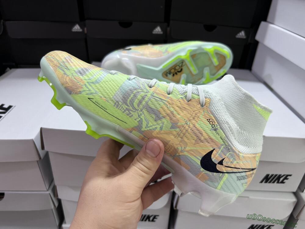 Men's Nike Air Zoom Mercurial Superfly 9 Elite FG Firm Ground High-Tops Football Boots - Blue/Green