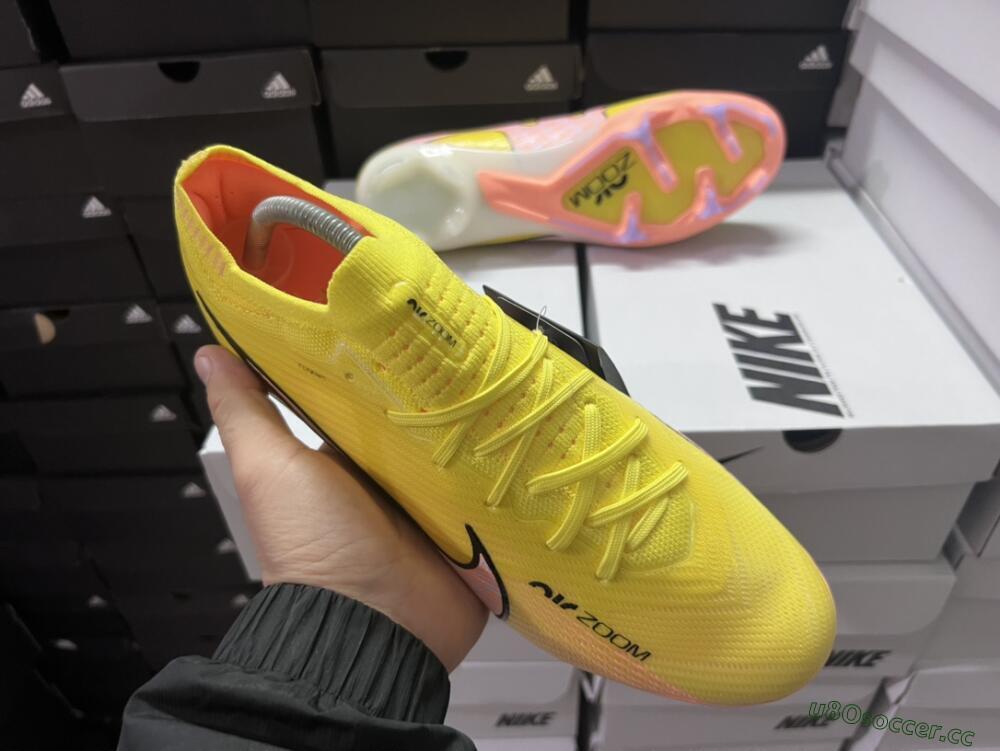 Men's Nike Air Zoom Mercurial Vapor 15 Elite FG Firm Ground Low-Tops Football Boots - Yellow/Pink