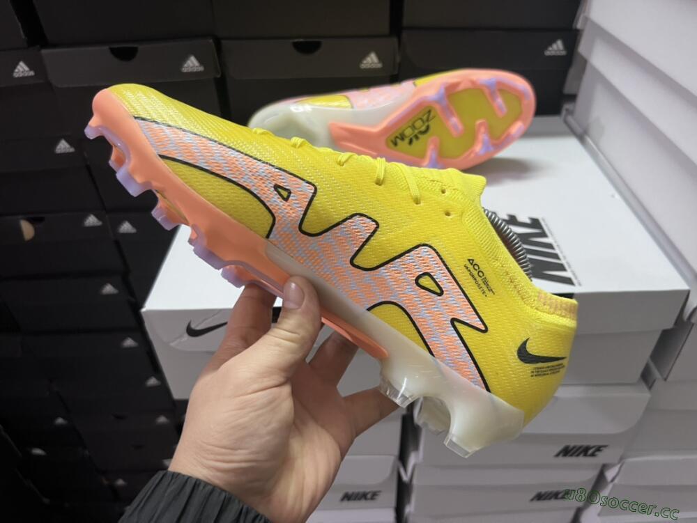 Men's Nike Air Zoom Mercurial Vapor 15 Elite FG Firm Ground Low-Tops Football Boots - Yellow/Pink