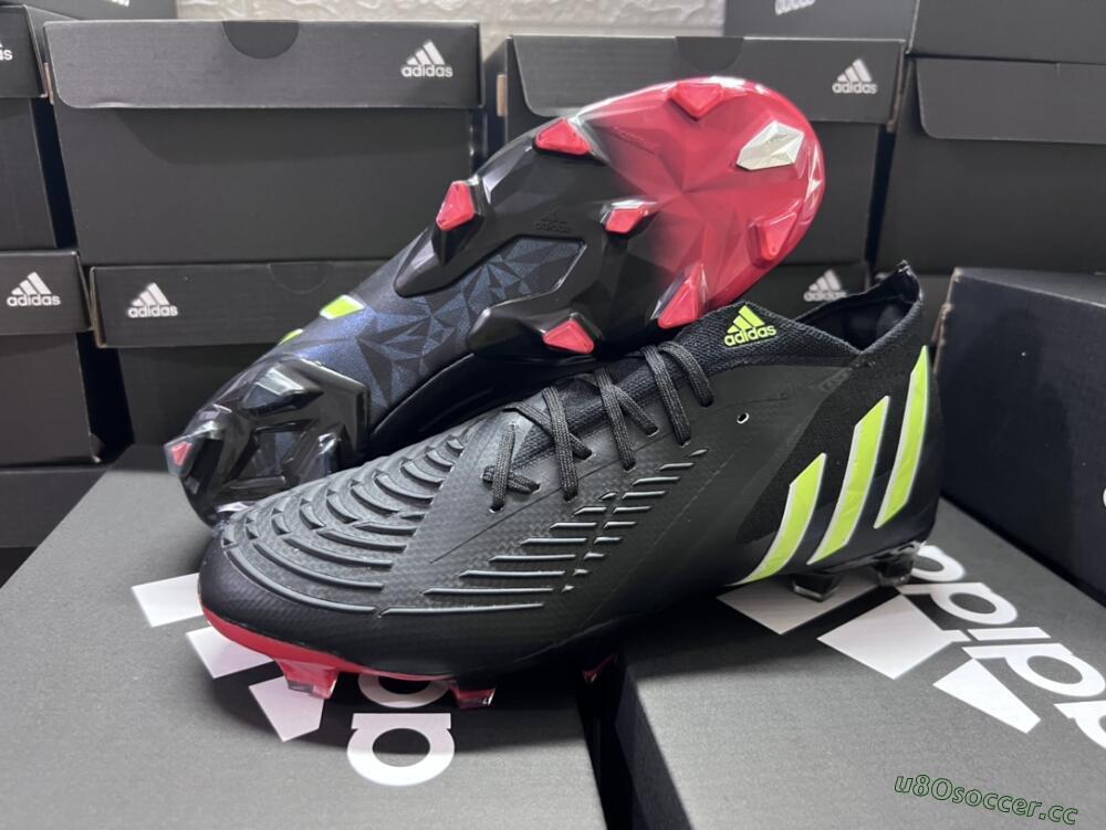 Men's Adidas Predator Edge Geometric.1 Low FG Firm Ground Low-Tops Football Boots - Black/Yellow/Red