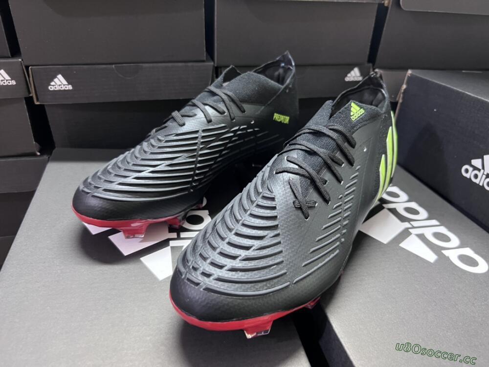 Men's Adidas Predator Edge Geometric.1 Low FG Firm Ground Low-Tops Football Boots - Black/Yellow/Red